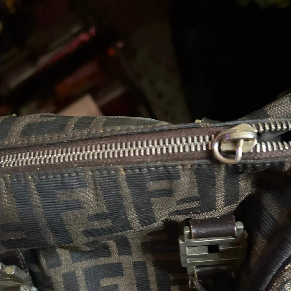 Fendi Zucca Monogram Canvas Handbag in Dark Brown and Black - Picture 4 of 9